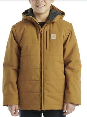 Carhartt Montana Insulated Hooded Jacket Brown Boys' Size Small 7-8